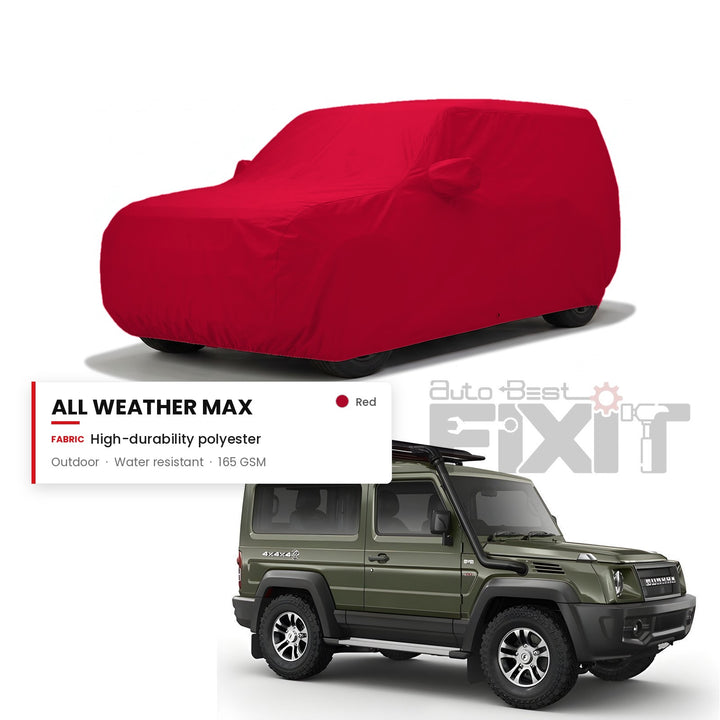 Force Gurkha Car Body Cover Waterproof, Scratch Proof with Cotton Lining, Mirror & Antenna Pockets