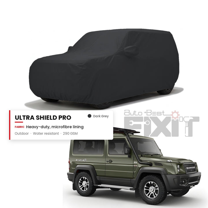Force Gurkha Car Body Cover Waterproof, Scratch Proof with Cotton Lining, Mirror & Antenna Pockets