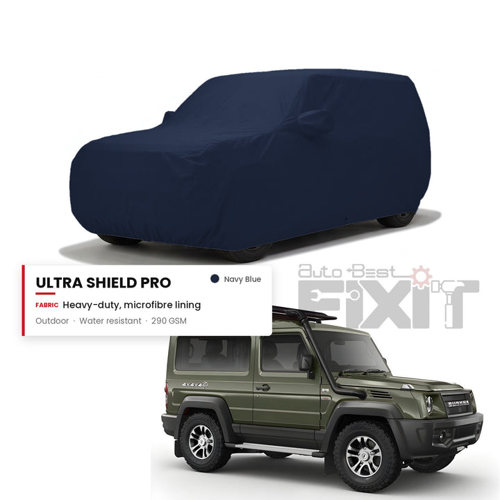 Force Gurkha Car Body Cover Waterproof, Scratch Proof with Cotton Lining, Mirror & Antenna Pockets