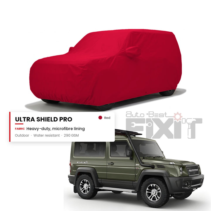 Force Gurkha Car Body Cover Waterproof, Scratch Proof with Cotton Lining, Mirror & Antenna Pockets