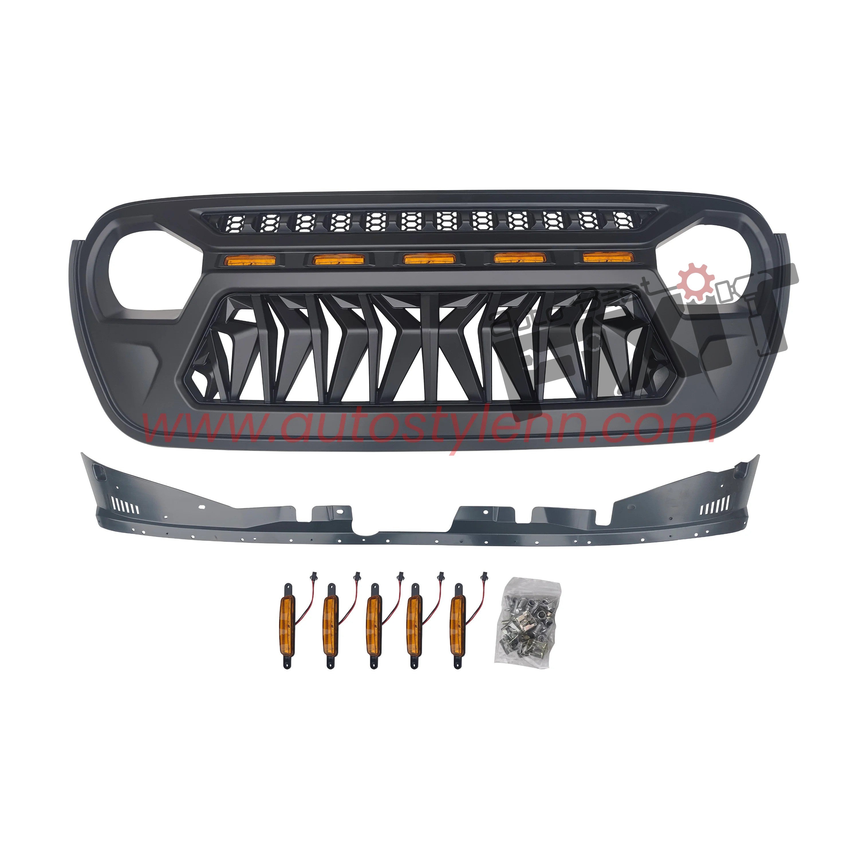 Jeep Wrangler TOP FIRE Grill With LED Matt Black