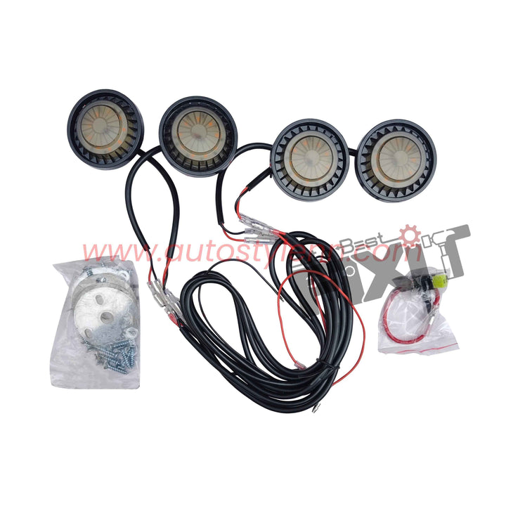 Jeep Wrangler Front Grill LED Lights 4 PCS – Aftermarket Car Accesso