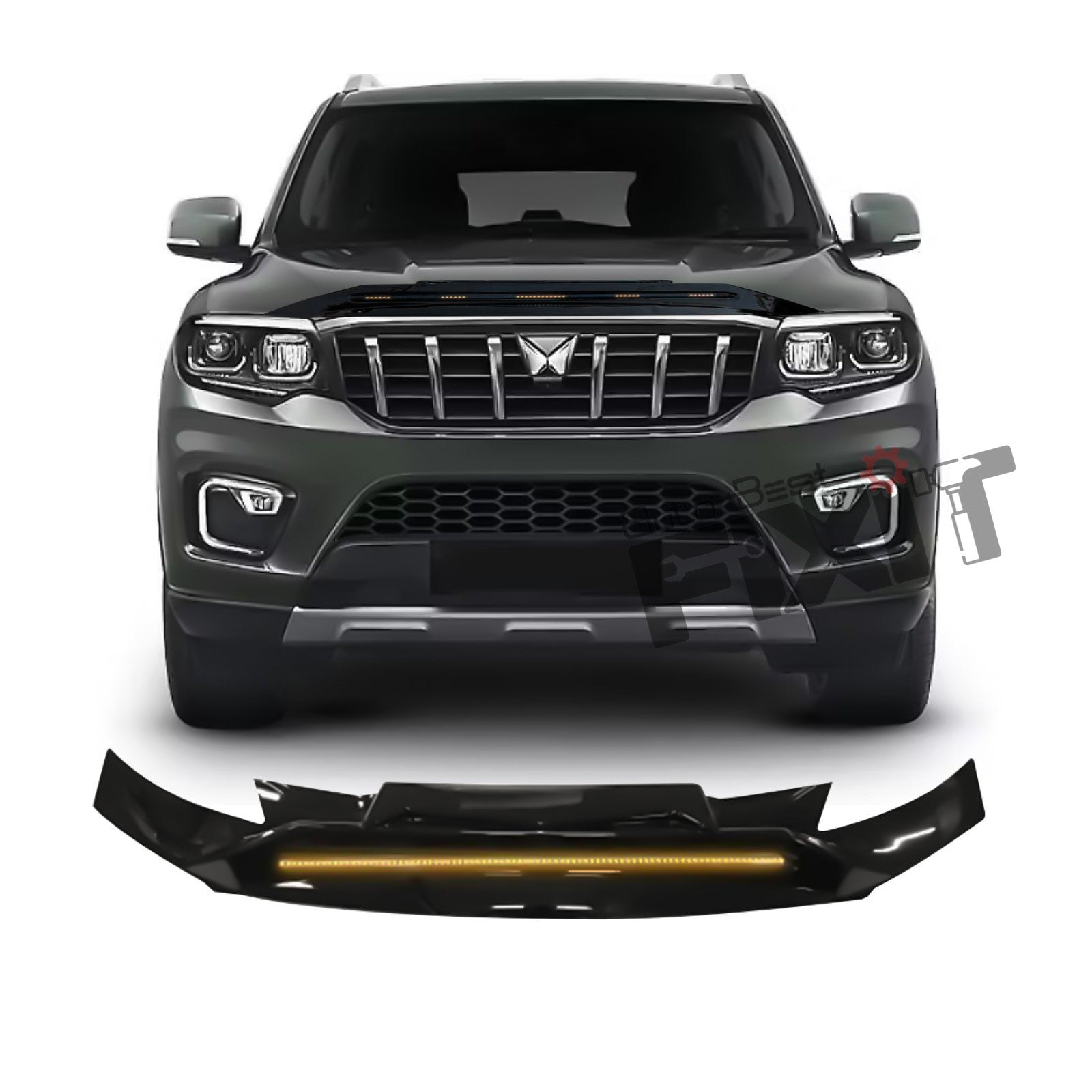 AutoStylenn Mahindra Scorpio N LED Bug Visor | LED Bug Deflector | LED Bonnet Visor For MAHINDRA SCORPIO N Compatible with MAHINDRA Scorpio N Vehicle_1