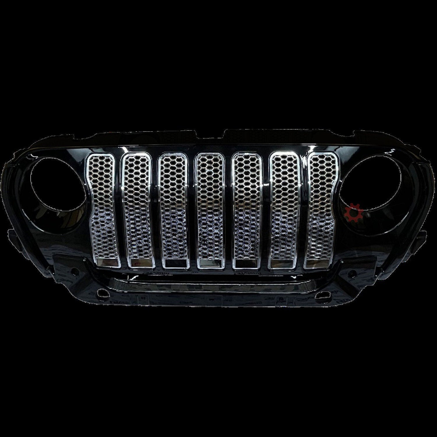 AutoStylenn Mahindra Thar 7 Slot Black Wrangler Style ABS Front Grill With Chrome Slot For MAHINDRA THAR Compatible with MAHINDRA Thar Vehicle