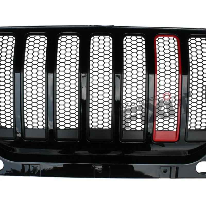 Mahindra Thar 7-Slot Black Wrangler Style ABS Front Grill With Red Slot – Easy Installation F