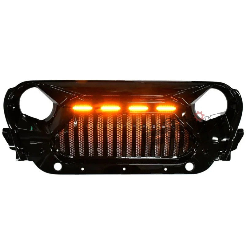 AutoStylenn Mahindra Thar Front Gloss Black Angry Bird ABS Grill With LED For MAHINDRA THAR Compatible with MAHINDRA Thar Vehicle_1