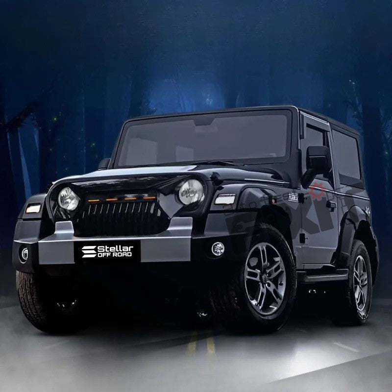 AutoStylenn Mahindra Thar Front Gloss Black Angry Bird ABS Grill With LED For MAHINDRA THAR Compatible with MAHINDRA Thar Vehicle_2