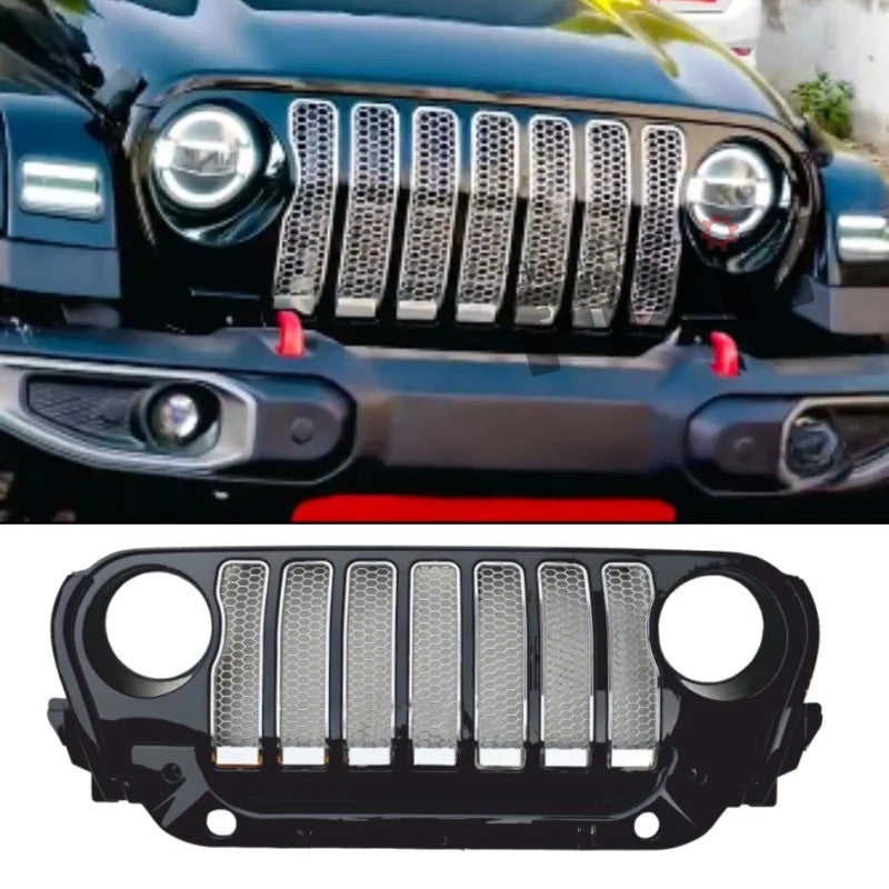 AutoStylenn Mahindra Thar 7 Slot Wrangler Style Grill with Chrome Slot For MAHINDRA THAR Compatible with MAHINDRA Thar Vehicle_2