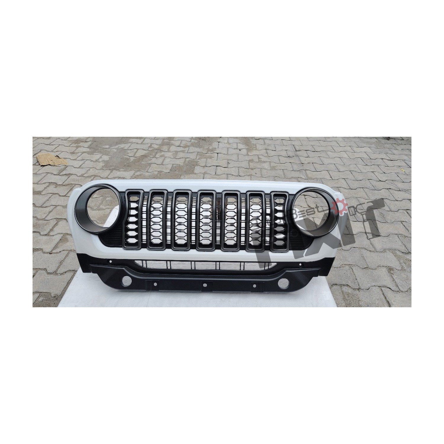AutoStylenn Mahindra Thar 3 Door Front Grill wrangler 2025 Look Black & White For MAHINDRA THAR Compatible with MAHINDRA Thar Vehicle