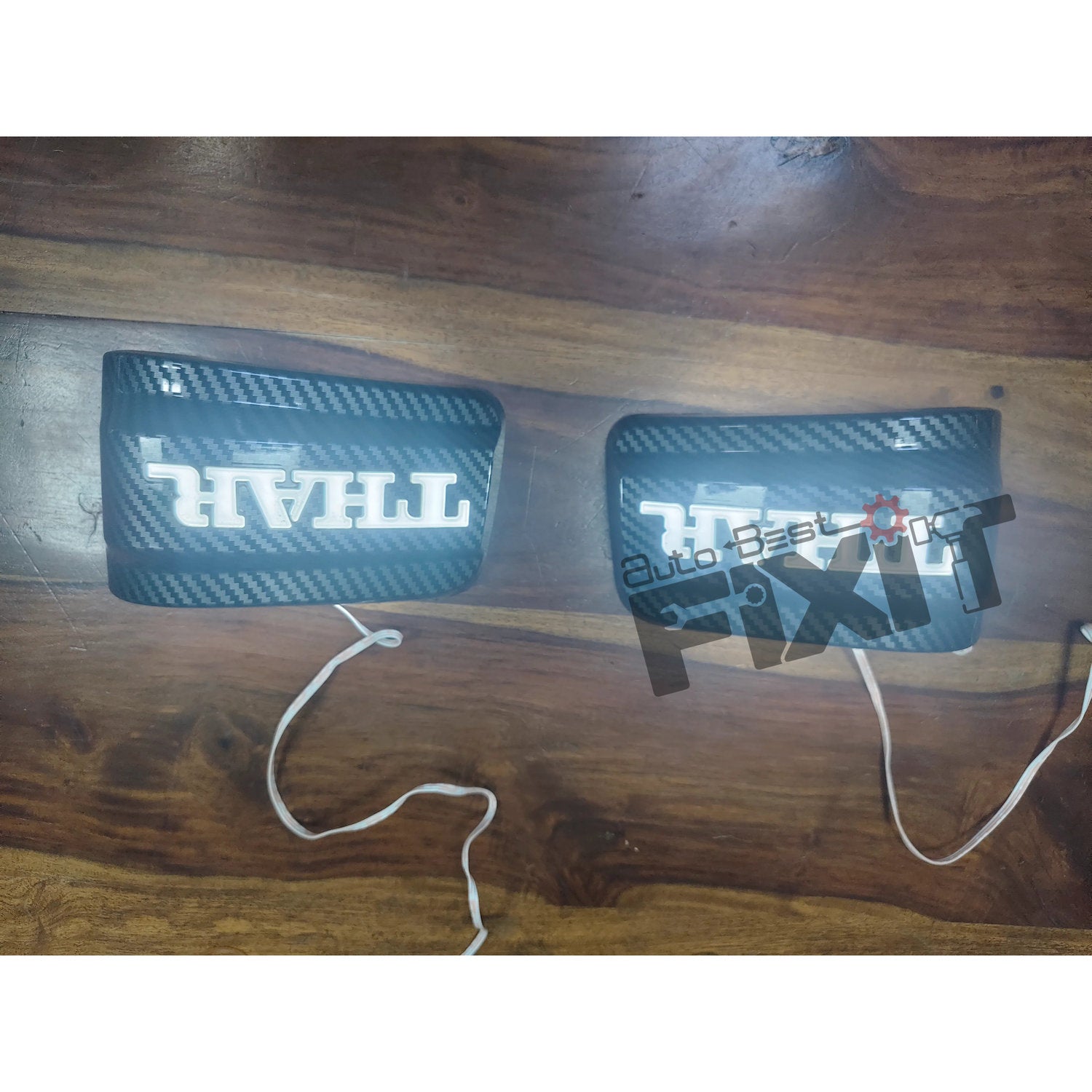 AutoStylenn Mahindra Thar Mirror Cover with LED Black & Carbon For MAHINDRA THAR Compatible with MAHINDRA Thar Vehicle