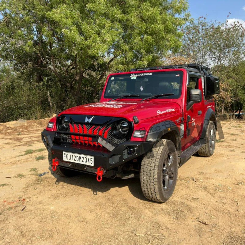 AutoStylenn Mahindra Thar Rear Half Roof Rack With Light Bar For MAHINDRA THAR Compatible with MAHINDRA Thar Vehicle_1