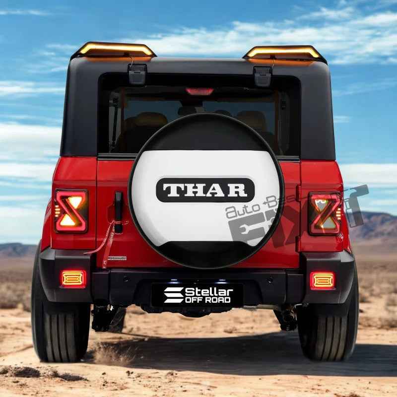 Mahindra Thar Stepney Cover Defender Style Black & White – Perfect OEM Fitme