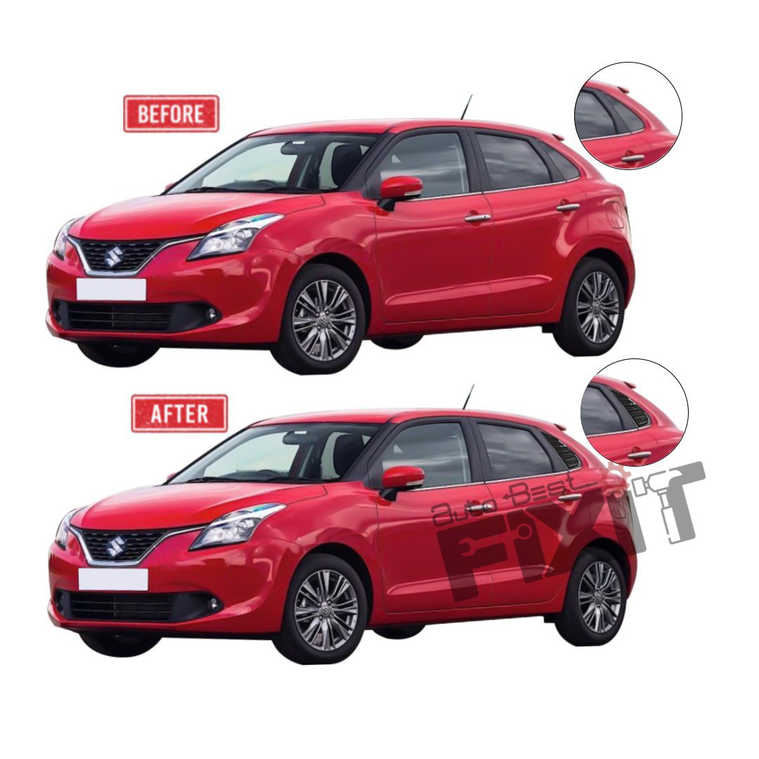 Maruti Suzuki Baleno 2022 - 2024 Carbon Window Louvers & Quarter Glass Cover – Easy Installation F