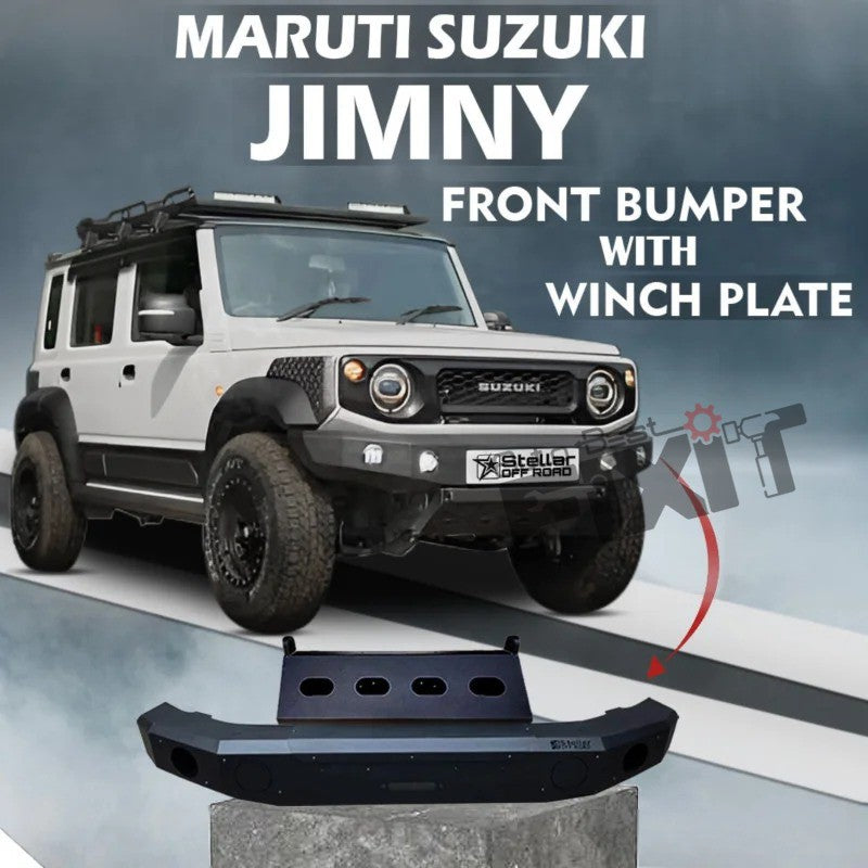 AutoStylenn Maruti Suzuki Jimny Stellar Front Bumper With Winch Plate For MARUTI JIMNY Compatible with MARUTI Jimny Vehicle_1