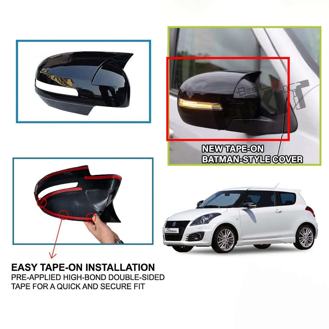 AutoStylenn Maruti Suzuki Swift Batman Style Mirror Cover 2012-2017 For MARUTI SWIFT Compatible with MARUTI Swift Vehicle_5