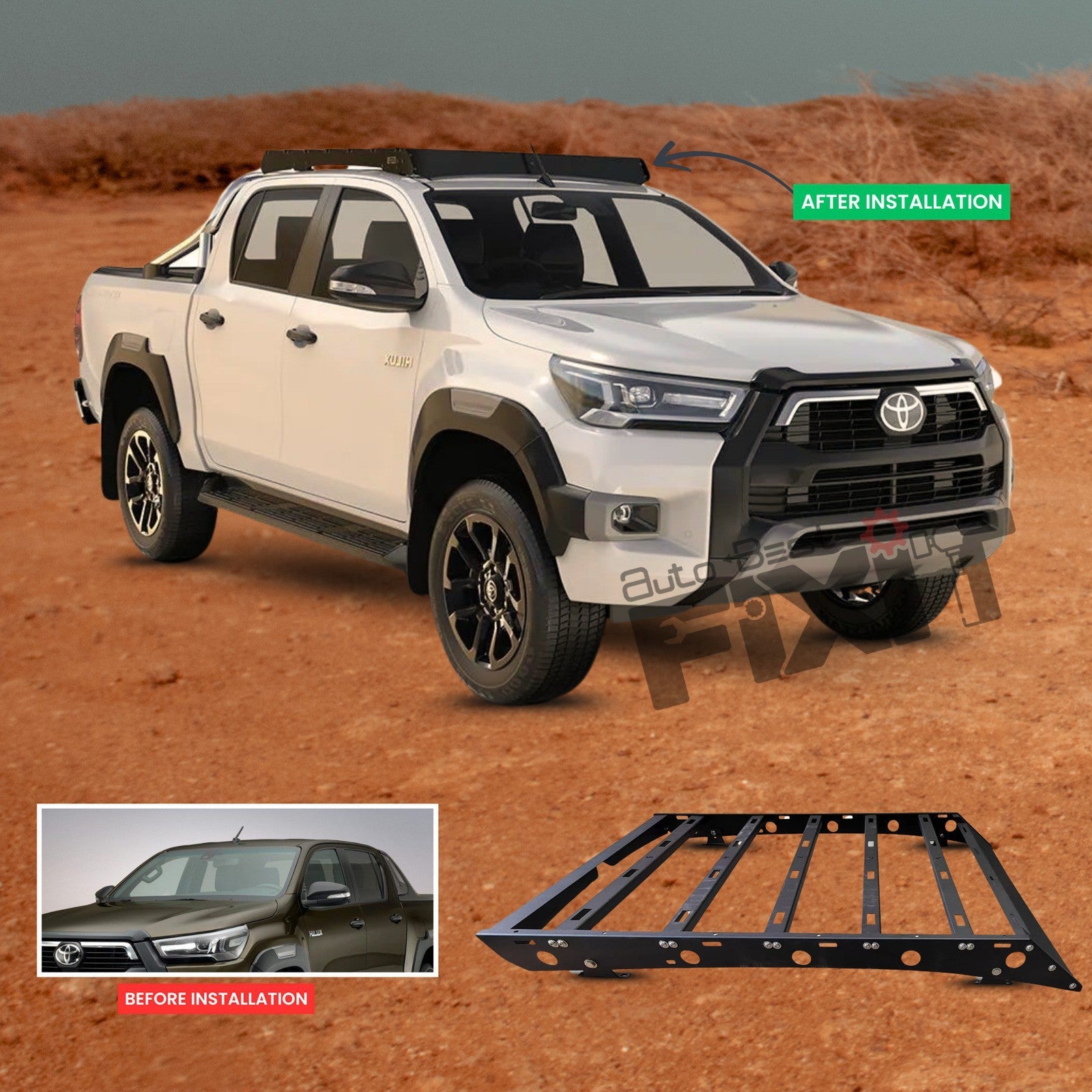 Toyota Hilux Aluminium Roof Rack – Durable ABS Constructi
