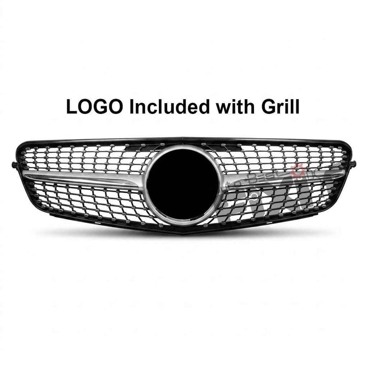 Mercedes-Benz C-Class (2008-14) Diamond Design Front Grille | ABS Plastic Material | Direct-Fit Replacement Part