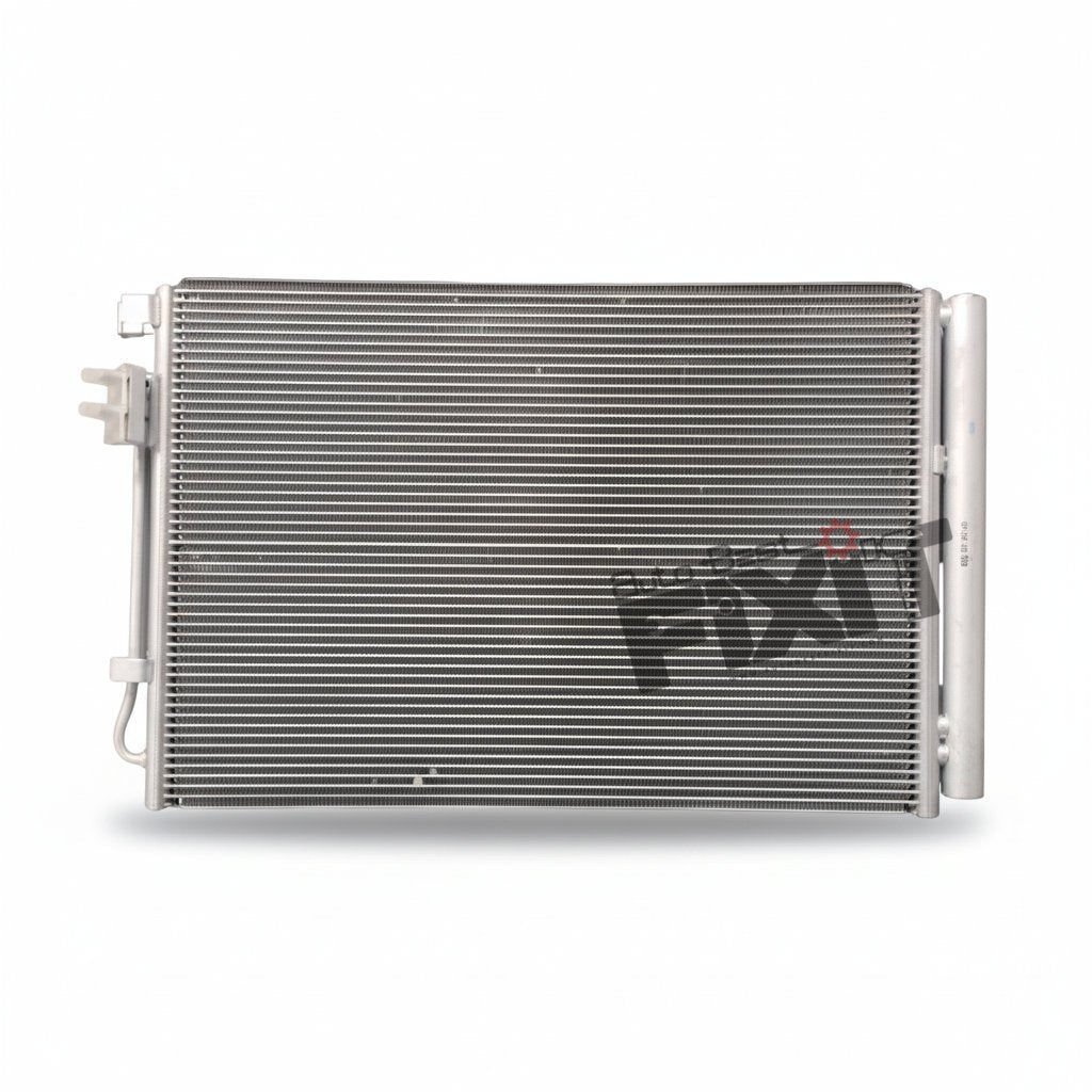 High-performance new verna condenser pet | hyundai i20 1st gen f/l (2012 replacement for 2014), Verna 4Th Gen Fluidic (2011-2014) Petrol showing heavy-duty connector pins and clean unit housing assembly.