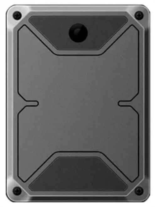QUBO Wireless GPS Tracker shown at scale in a hand