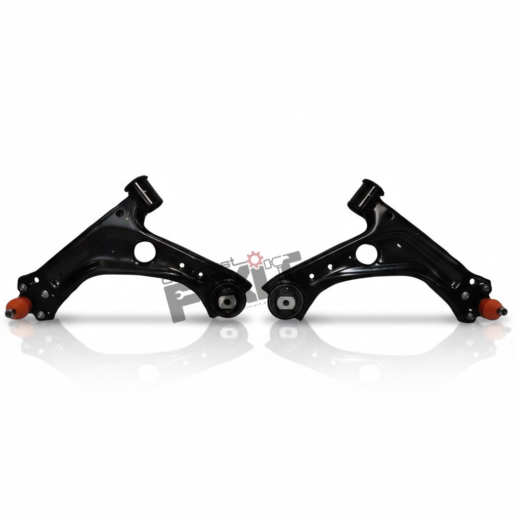 High-performance track control arm set replacement for Abarth Punto 2015-2019 / Avventura 2014-2019 / Grande Punto 2009-2014 / Linea 2009-2019 / Punto 2014-2019 showing heavy-duty connector pins and clean unit housing assembly.