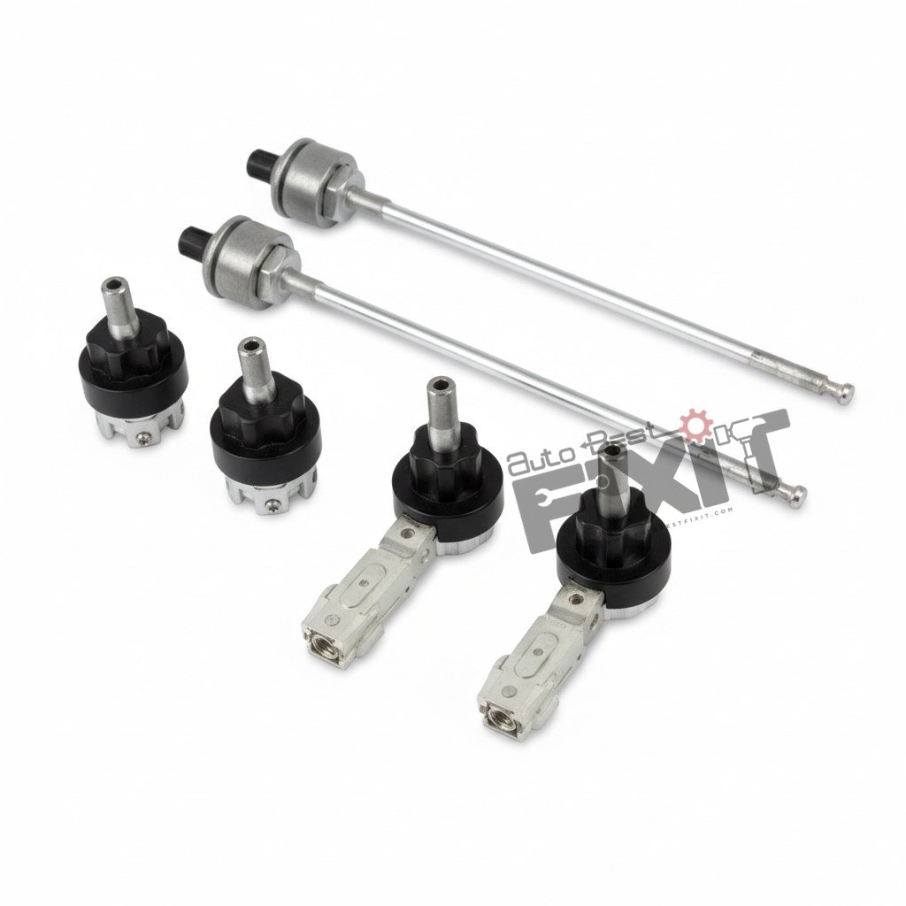 High-performance inner tie rod kit replacement for Santro 1998-2014 showing heavy-duty connector pins and clean unit housing assembly.