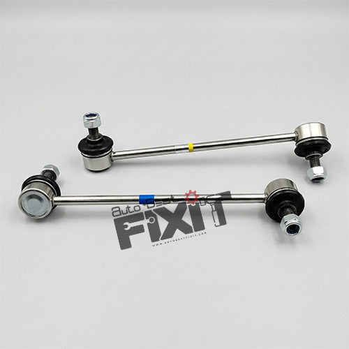 High-performance front stabilizer link set replacement for Grand I10 2013-2019 / Xcent 2013-2020 showing heavy-duty connector pins and clean unit housing assembly.