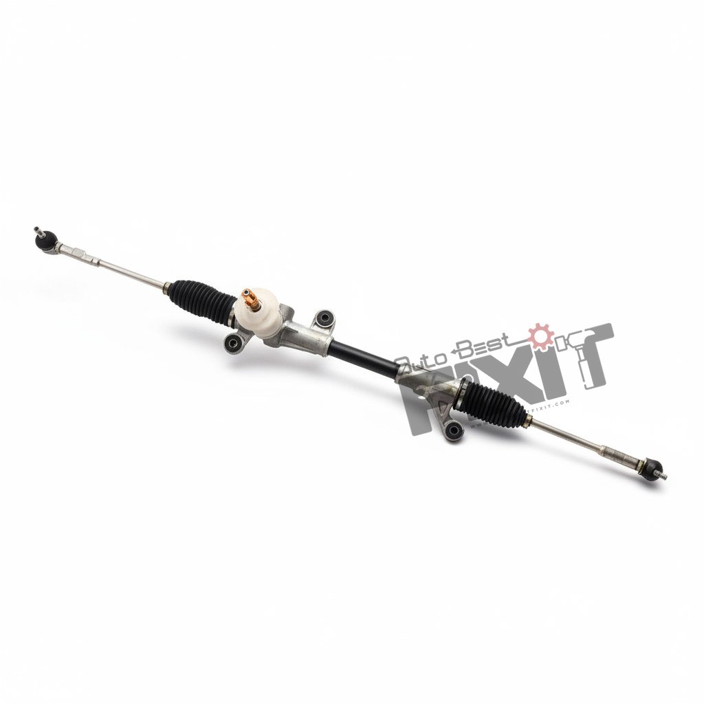 High-performance steering gear assembly replacement for Amaze 1st Gen 2013-2018 / Brio 1st Gen 2011-2019 showing heavy-duty connector pins and clean unit housing assembly.