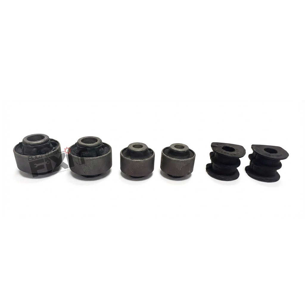 High-performance front suspension bush kit replacement for Pulse 2012-2017 / Scala 2012-2017 / Micra 2010-2017 / Sunny 2011-2020 showing heavy-duty connector pins and clean unit housing assembly.