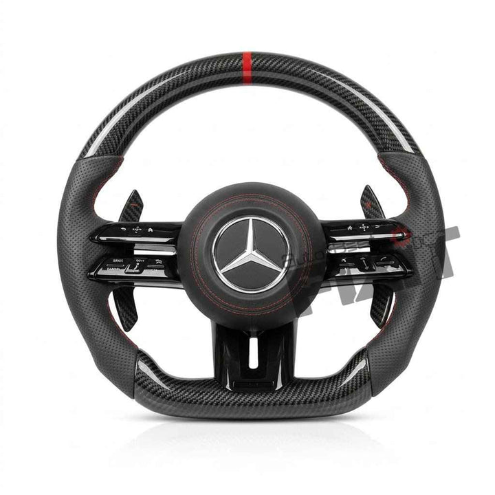 Mercedes-Benz C220 Carbon Fibre Steering Wheel – Red Stripe (W205, 2016-2021) | RKNP