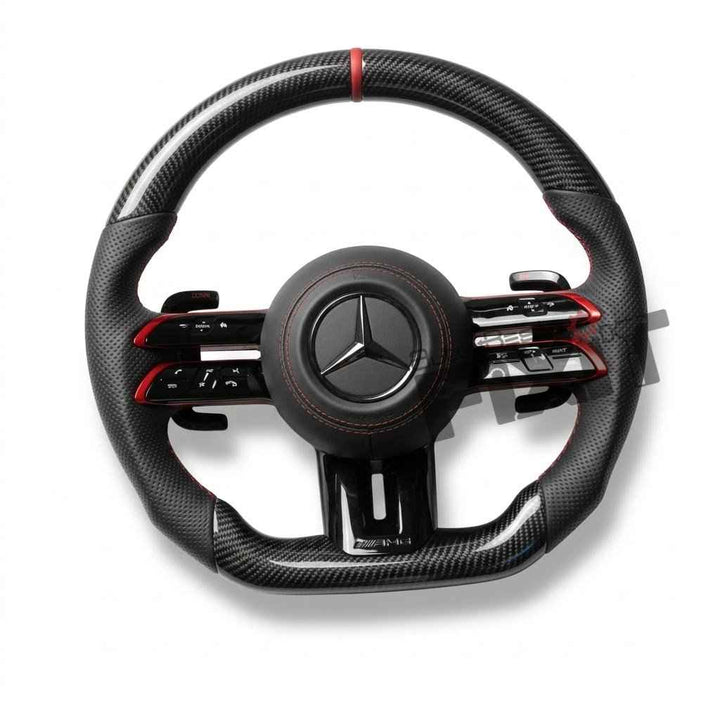 Mercedes-Benz C220 AMG Carbon Fibre Steering Wheel – Red Accents (W205, 2016-2021) | RKNP