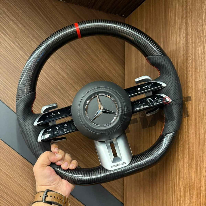 Mercedes-Benz C220 AMG Carbon Fibre Steering Wheel – Black Trim (W205, 2016-2021) | RKNP
