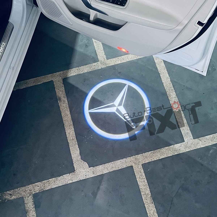 Mercedes-Benz A-Class (2014-2018) Logo LED Door Welcome Light - Puddle Lamp | Set of 2 — Installed Photo | Auto Best Fixit