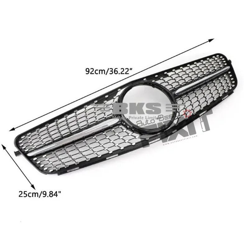 KARTION Front Bumper Grill Compatible With Mercedes Benz C Class W204 2007-2014 Front Bumper Grill W204 Grill Diamond Silver Compatible with MERCEDES-BENZ BENZ C CLASS (W204) Vehicle_1