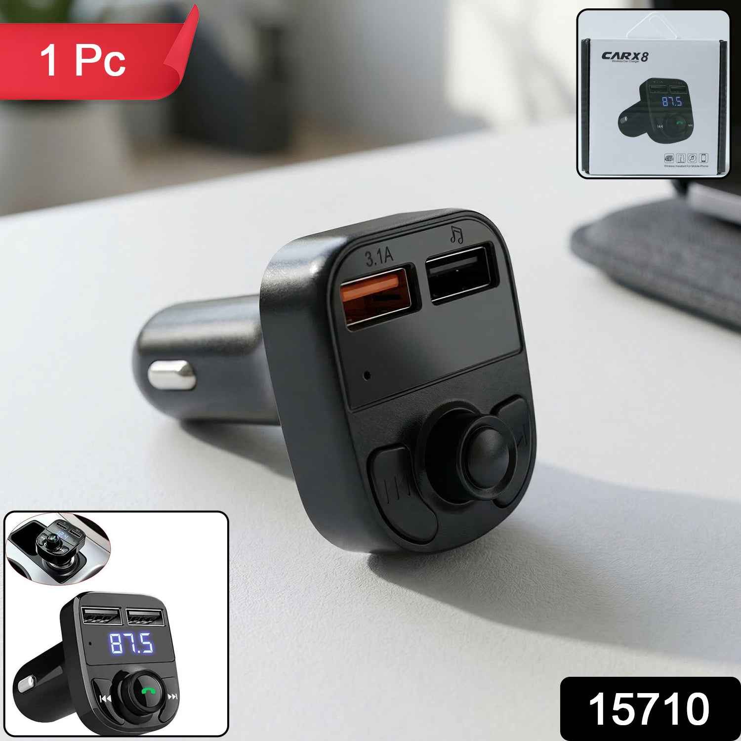 Wireless Car Charger With Dual Usb Fast Charging Ports 1 Pc