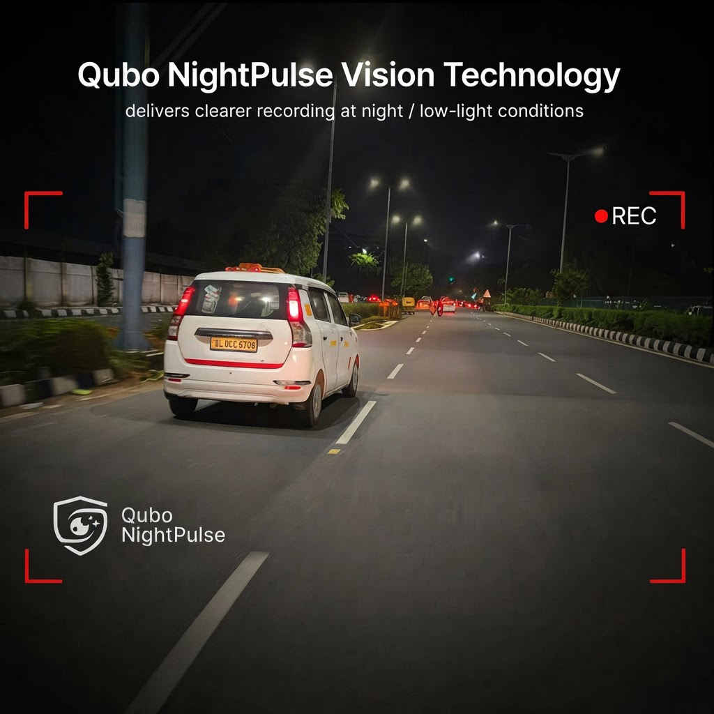 Qubo Dashcam Pro 2K with built-in supercapacitor, WiFi, G-sensor and up to 1TB storage