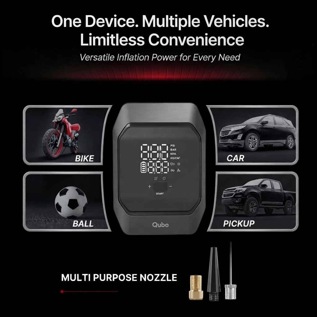 Hand connecting jump starter clamps to car battery using Qubo device with 12000mAh battery