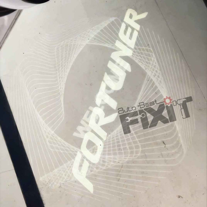 Toyota Fortuner (2017-2020) Logo Welcome Animation LED Door Light - Puddle Lamp | Set of 2 — Installed Photo | Auto Best Fixit