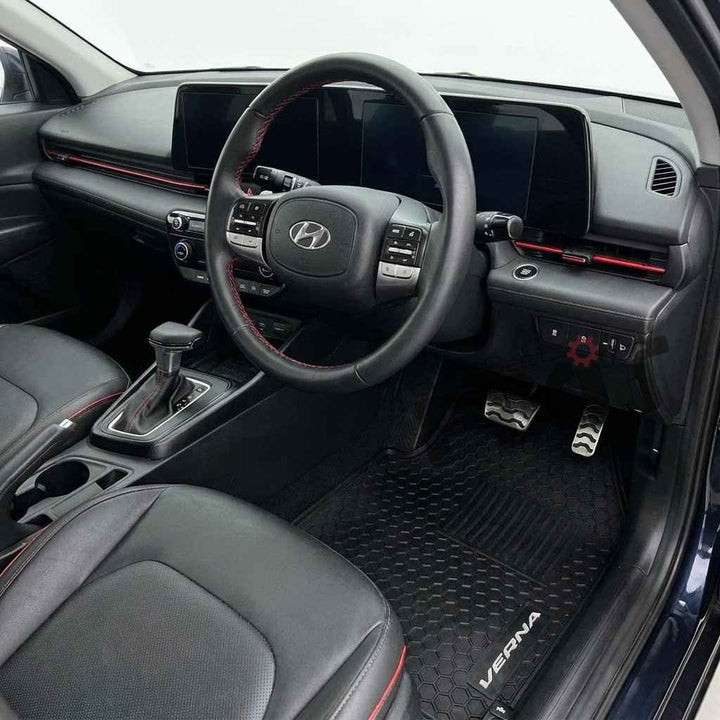 Hyundai Verna (2023-Present) Custom Fit Latex Car Floor Mats - Lite | Waterproof & Anti-Skid | Lite – Installed Photo