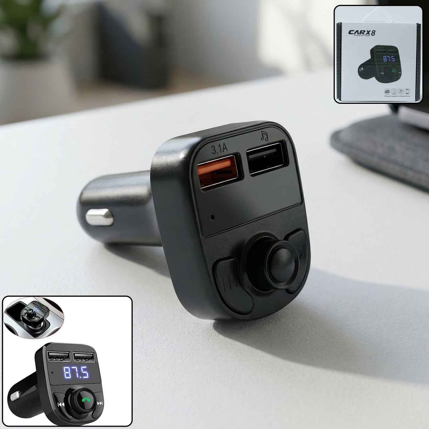 Wireless Car Charger With Dual Usb Fast Charging Ports 1 Pc