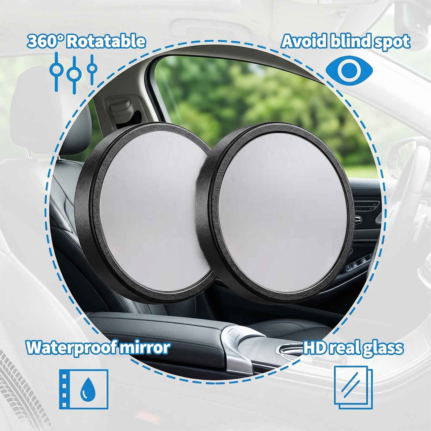 360 Degree Adjustable Car Blind Spot Mirror (2 Pc)