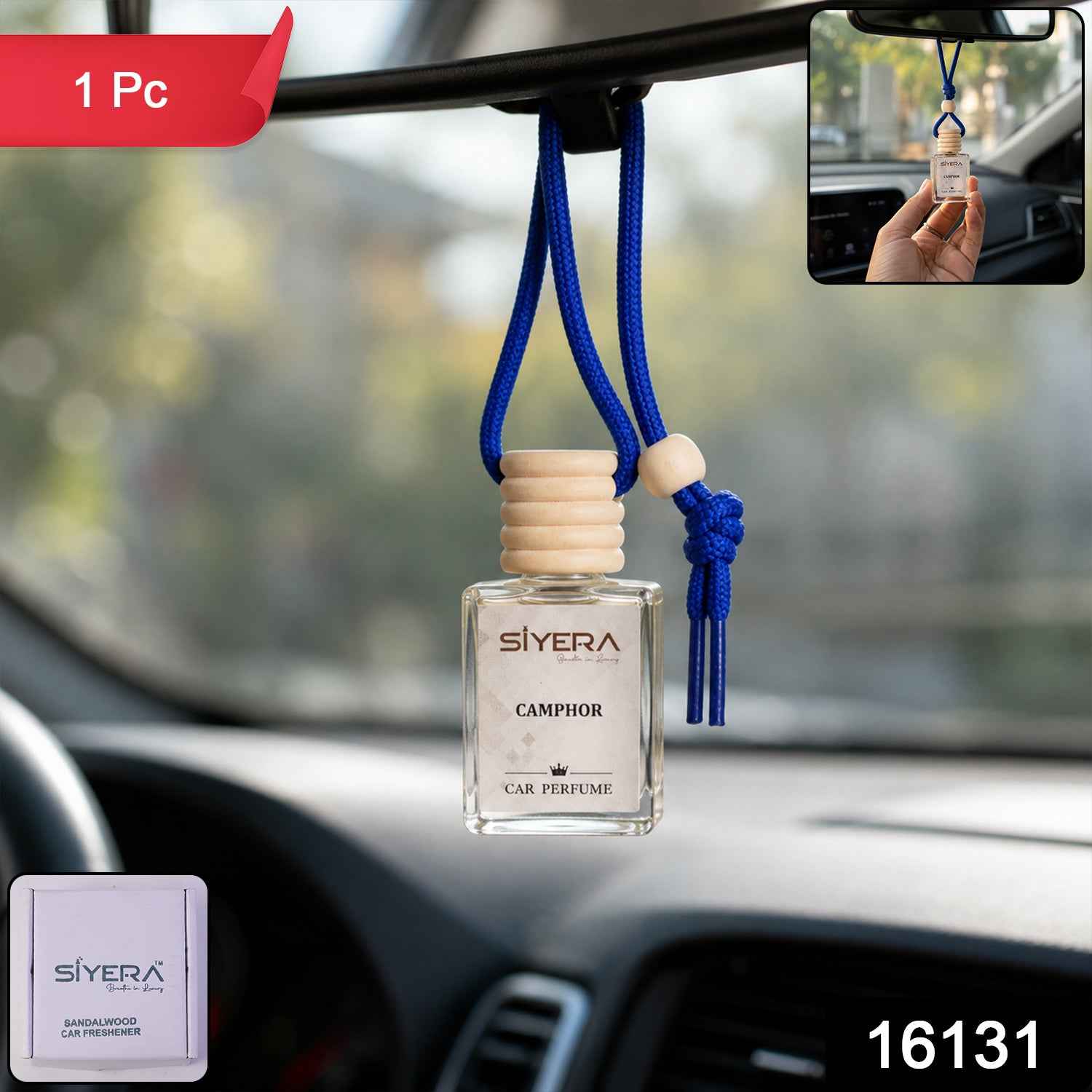 Camphor Car Perfume Hanging Air Freshener With Wooden Cap (1 Pc)