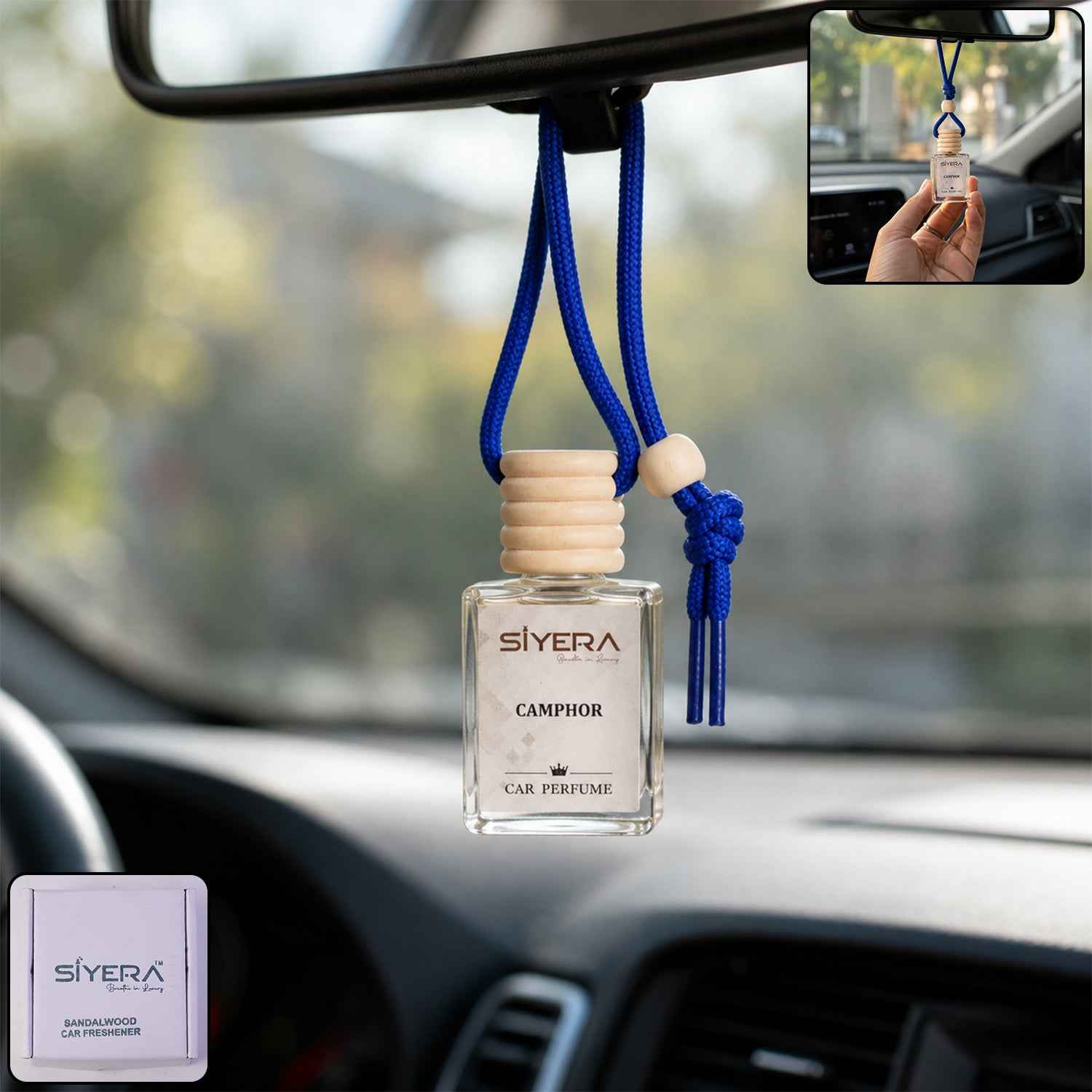 Camphor Car Perfume Hanging Air Freshener With Wooden Cap (1 Pc)