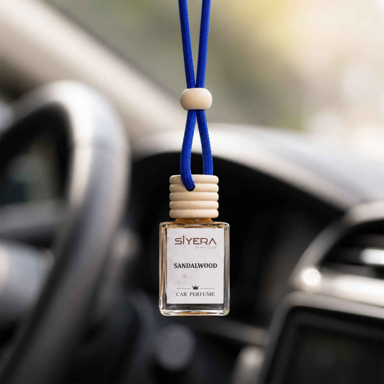 Sandalwood Car Perfume Hanging Air Freshener With Wooden Cap (1 Pc)